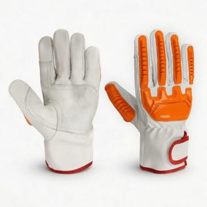 Gants de sécurité TPR avec paume orange, manchette renforcée, antidérapants, bracelet élastique de 10 mil d'épaisseur pour la protection industrielle contre les chocs - Product Image 1