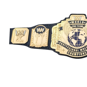 Cinturón de Campeonato de Lucha Libre en Parejas, Diseño de Placa Dorada, Correa de Cuero de Alta Calidad, Cinturón Coleccionable - Product Image 3