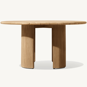 Table ronde en teck, style moderne et épuré, idéale pour l'extérieur, très résistante, en promotion. - Product Image 1