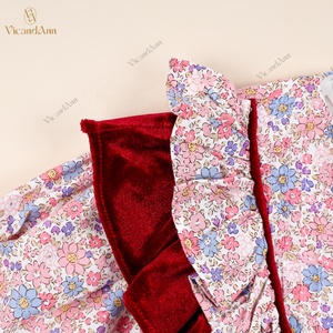 3D Pattern Red Accent Neck Casual Girl ODM Kids Smock Dress Customized Printed 100% Cotton A-Line <b>Winter</b> Wholesale BB3247 - Product Image 3