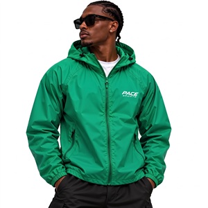 mens <b>light</b> grey white windbreaker jacket hooded water resistant lightweight nylon zip athletic running coat streetwear <b>shell</b> - Product Image 4