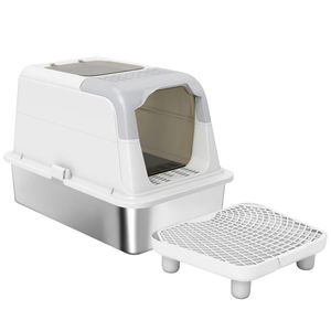 Lettiera per Gatti in Acciaio Inossidabile, Contenitore Moderno per l'Igiene Felina - Product Image 6
