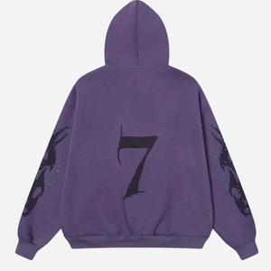เสื้อฮู้ดซิปสีเทา Y2K ทรงบ็อกซี่ พิมพ์ลายเปลวไฟสีดำ ประดับด้วยคริสตัล สำหรับทุกเพศ สไตล์สตรีทแวร์ - Product Image 4