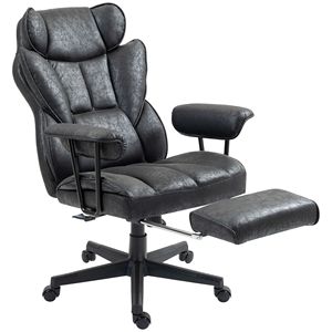 "Big & Tall Office Chair 396lbs Capacity Reclining Lumbar Support <b>Footrest</b> Massaging Black" - Product Image 1