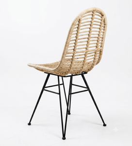 Modern Natural Rattan <b>Dining</b> <b>Chair</b> Handmade Wicker Accent <b>Chair</b> With Metal Legs For Living Room Restaurant Bistro Furniture - Product Image 4
