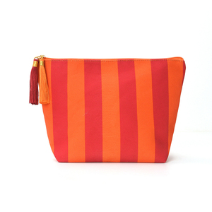 Modern Striped Canvas Cosmetic Pouch Bag With Zipper Closure Portable Make Up Pouch Medium Size Black And White Pattern - Product Image 6