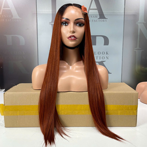 Perruque sans colle super doublement étirée, cheveux humains vietnamiens de couleur brune ombrée, cuticule complète alignée - Product Image 1