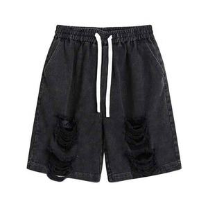 Mens Distressed Green Shorts Casual <b>Drawstring</b> Streetwear Summer Fashion Apparel - Product Image 5