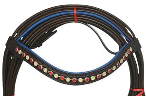 Brida de Cuero ADEEFA con Doble Rienda Weymouth, Patente Exclusiva, Banda Frontal con Cadena de Cristal de 8mm, Herrajes de Acero Inoxidable con Acolchado Suave. - Product Image 2