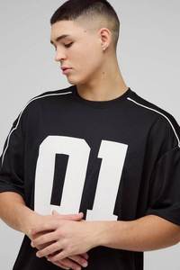Camiseta Gráfica Oversize para Hombre, Negra, Estampado 01, Cuello Redondo, Manga Corta, Estilo Urbano, Informal, para Verano - Product Image 3