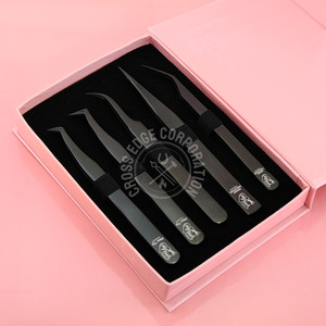 Boot Lash Tech Tweezer Fiber Tip Volume Lashes Extensions 90 Degree Tip Black Color Mega Volume Lashes Tweezer Stainless Steel - Product Image 2
