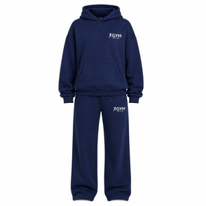 Womens Regular Fit Hoodie & <b>Wide</b> <b>Leg</b> <b>Jogger</b> Tracksuit Set | Casual Gym Activewear Polyester/Cotton Fleece - Product Image 5