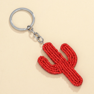Handmade Green Rice Beaded Cactus Pendant Metal <b>Keychain</b> Colorful Mini Glass Seed Beads Embroidery Keyrings for Women Accessory - Product Image 5
