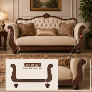 Traditional Solid <b>Wood</b> <b>Sofa</b> Front Apron Side <b>Frame</b> Decorative Trim Exposed <b>Wood</b> Furniture Parts OEM ODM Manufacturer - Product Image 3