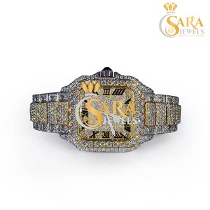 Nuevo Reloj de Lujo con Diamantes Moissanite de 41 mm, Estilo Hip Hop, Esfera Completamente Adornada, Correa de Acero Inoxidable Antiguo, Movimiento de Cuarzo - Product Image 1