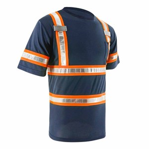 High Visibility Reflective Class 1 Safety <b>T</b>-<b>Shirts</b> LED <b>Flash</b> Waterproof Custom Logo Workwear <b>Shirt</b> for Men Polyester Loose - Product Image 2