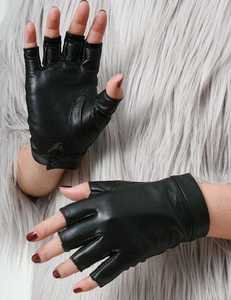 Fingerless Leather women's fashion gloves - Product Image 3