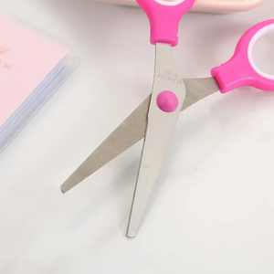 plastic scissor 5pcs Plastic Handle Hand Scissors Stainless Steel Office Scissors Students Paper scissor <b>Blade</b> Green Color 13cm - Product Image 6