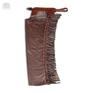 Chaps Bermuda de alta calidad, estilo vaquero, de cuero de vaca tipo gamuza, con flecos y grabados a mano. - Product Image 5