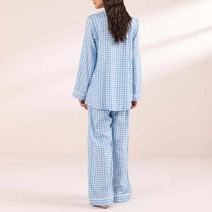 Conjunto de Salón Elegante de Manga Larga para Mujer, Verano/Invierno, 100% Algodón Satinado, Antibacterial, Ecológico, Personalizado OEM - Product Image 2