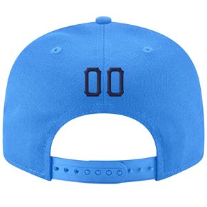 หมวกแก๊ปสีน้ำเงิน 6 แผง แบบ Snapback พร้อมโลโก้ปักสีดำขาวที่แผงด้านหน้า หมวกลำลองสำหรับทุกเพศ - Product Image 3