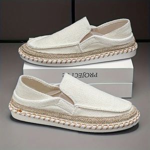 Prix de gros OEM – Baskets décontractées en toile pour hommes, style rétro, mocassins respirants en chanvre, espadrilles à enfiler, tendance, de BD - Product Image 2