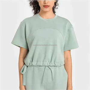 T-shirt uni pour femmes top ventes pas cher T-shirts décontractés pour femmes Chemise et short à col ras du cou à bas prix Robe nouveau design - Product Image 1