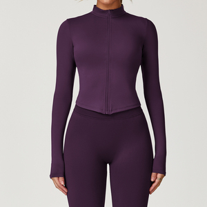 Ropa de Yoga Personalizada para Mujer, Chaquetas Ajustadas Transpirables de Spandex con Cierre para Gimnasio, Fitness, Running, Pilates, Precio Económico al por Mayor, OEM - Product Image 5
