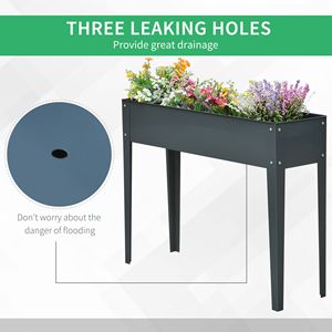 "Sturdy Dark Grey 40" X 12" X 32" Metal Raised Garden <b>Planter</b> <b>Box</b> with Drainage-Durable Outdoor Gardening Solution" - Product Image 6