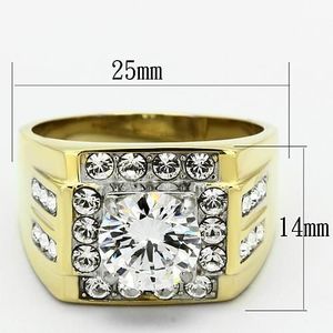 Anillo de Moissanita TK760 de Acero Inoxidable con Baño de Oro IP (Ion Plating) en Dos Tonos, con Circonitas Cúbicas Transparentes de Grado AAA, Elegante - Product Image 2