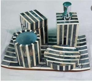Premium Quality Bone & Horn Bathroom <b>Sets</b> Bone Inlay Crafts Resin Handicraft Home Decor Vanity <b>Sets</b> Luxury Bathroom Accessories - Product Image 1