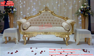 Lujoso escenario de recepción de boda, sofá de boda de madera tallada con sillas, conjunto de sofá de boda de diseñador tallado a mano - Product Image 3