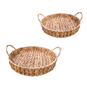 Handcrafted WATER HYACINTH TRAY FRUIT STORAGE BASKET with Handles Woven Storage and Display Tray - Product Image 1