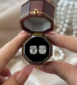 New Look's 925 Sterling <b>Silver</b> White Gold Plated 2.0 Carat Cushion Cut 4 Prong <b>Set</b> Trendy Women's Moissanite <b>Stud</b> <b>Earrings</b> - Product Image 1