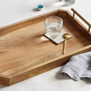 Bandeja de Servir Decorativa de Madera Clásica, Bandeja para Servir Vajilla, Platos para Servir, Ecológica, Apta para Lavavajillas, para Decoración del Hogar y Bodas - Product Image 1