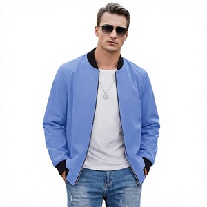 Chaqueta Bomber Azul Claro para Hombre, Cierre de Cremallera, Estilo Casual, Corte Regular, Material de Poliéster, para Primavera - Product Image 3