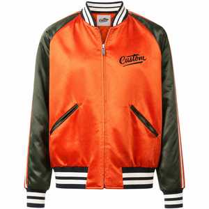 Chaqueta Bomber Naranja Personalizada para Hombre con Logotipo Bordado en la Parte Delantera, Estilo Casual Urbano, Ropa de Invierno, Forro de Satén de Poliéster, Tipo Pullover - Product Image 3