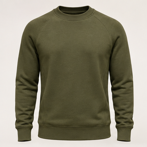 Sudadera Personalizada Verde Oliva para Hombre, Cuello Redondo, Corte Moderno y Compacto, Tejido de Algodón Orgánico French Terry MCRW-0007 - Product Image 1