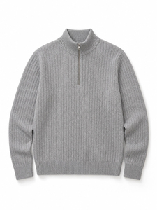 Suéter de Lana Tejida para Hombre, de Alta Calidad, Estilo Casual, con Cierre de 1/4, Manga Larga, Cachemir - Product Image 1