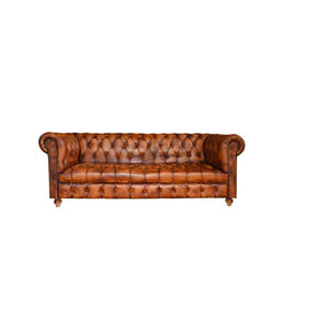 Canapé trois places en cuir buff de qualité supérieure, modèle Chesterfield, recouvert de cuir buff véritable, prix compétitif pour l'exportation - Product Image 1