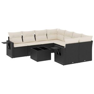 Ensemble de canapés de jardin Curatien en rotin noir, meubles d'extérieur avec coussins en mousse haute densité, design contemporain imperméable - Product Image 4