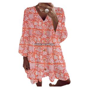 Conjunto Boho de Algodón, Top de Verano, Traje de Playa, Vestido de Primavera/Verano con Estampado Bagru y Top, Ropa Hecha a Mano para Mujer, Festival India - Product Image 6