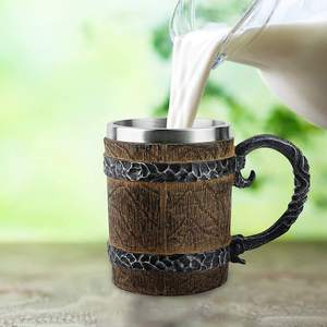 Jarra de Cerveza de Madera Premium con Revestimiento de Acero Inoxidable, Jarra Vikinga Hecha a Mano, Estilo Barril Rústico, para Cerveza o Café - Product Image 2