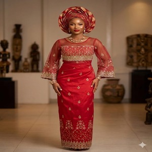 ผ้าไหมจอร์จลายพิมพ์นามธรรมประดับเลื่อมและงานปัก ดีไซน์แบบดั้งเดิมเหนือกาลเวลา เหมาะสำหรับงานพิเศษ - Product Image 1