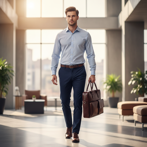 Maletín de Cuero Vacuno para Portátil, Ligero, Duradero, Ecológico, de Lujo, para Oficina y Negocios, con Correa para el Hombro - Product Image 1