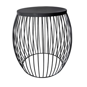 Tabouret moderne en fil de fer noir avec assise ronde, table d'appoint contemporaine en métal, ottoman, meuble de salon, décoration intérieure - Product Image 1