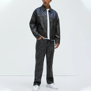 <b>Long</b> Sleeve Genuine <b>Leather</b> Solid/Plaid Pattern Front Logo Men's Winter Casual Zipper Windproof Eco-Friendly Streetwear <b>Jacket</b> - Product Image 3