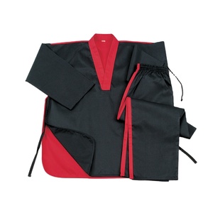 Top qualité personnalisé noir et rouge Taekwondo uniformes 100% polyester unisexe Arts martiaux karaté costume pour adultes - Product Image 1