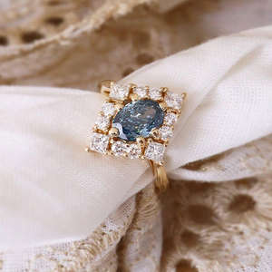 IGI/GIA Lab Grown Vintage 14K amarillo boda/compromiso anillo Unisex corte ovalado diamante en oro blanco fino para fiestas de aniversario - Product Image 2