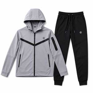 Ensemble de jogging unisexe décontracté à capuche en polaire unie, coupe régulière, respirant, écologique, grande taille, pour l'hiver - Product Image 2